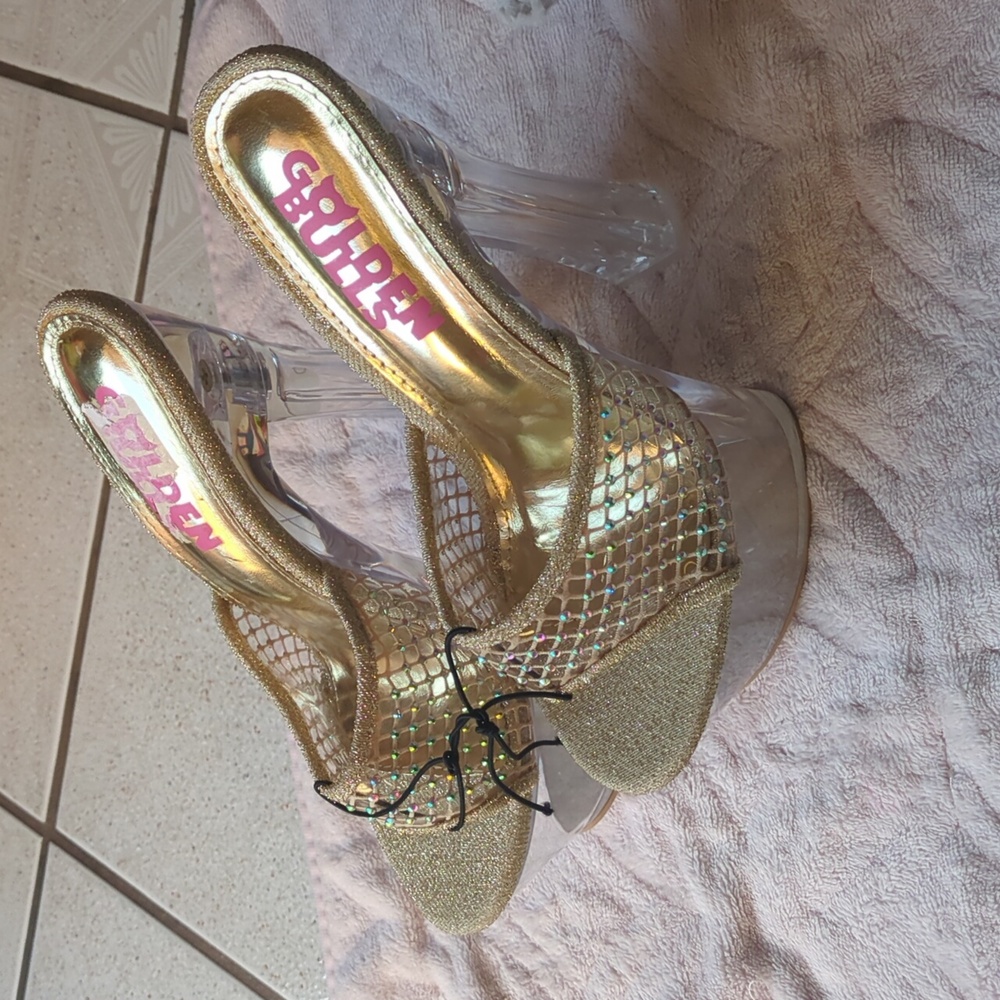 Golden Bulls Glitzy Gold Platform Heels